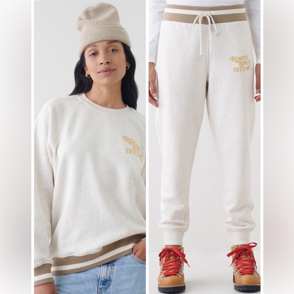 Roots Cabin 1973 Collection Oatmeal 2 Piece Tracksuit Set Size Large